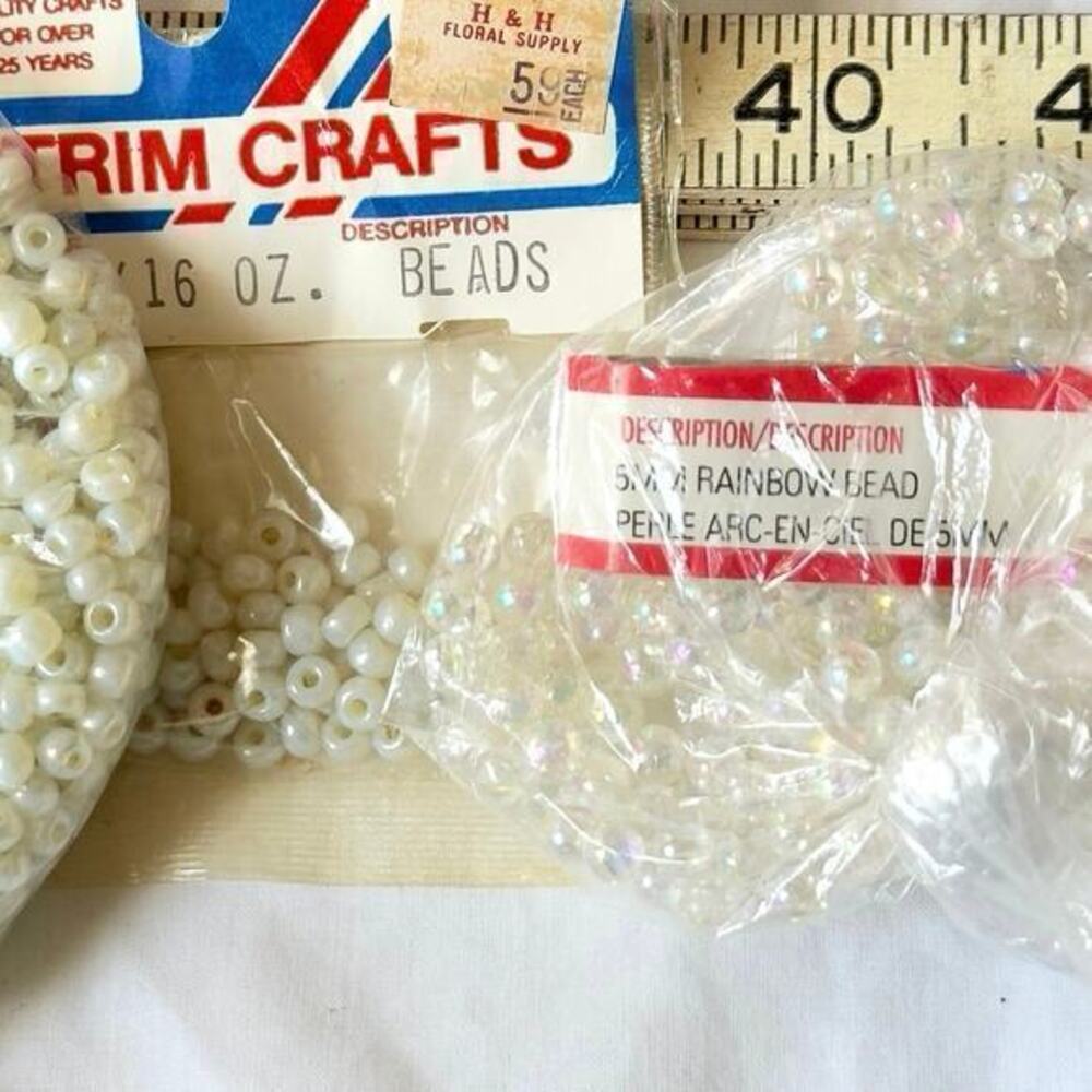 Mixed Lot Rainbow Pearl White Clear Glass Seed Beads Westrim Crafts 80 grams 5mm